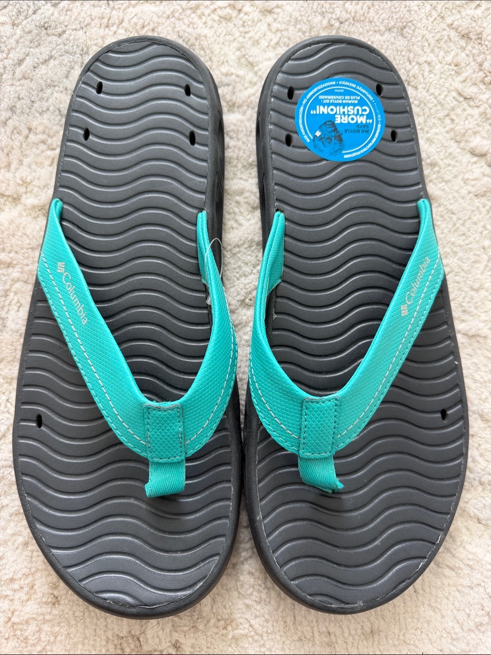 Columbia Women’s Teal Strap Black Sole Flip Sandals
